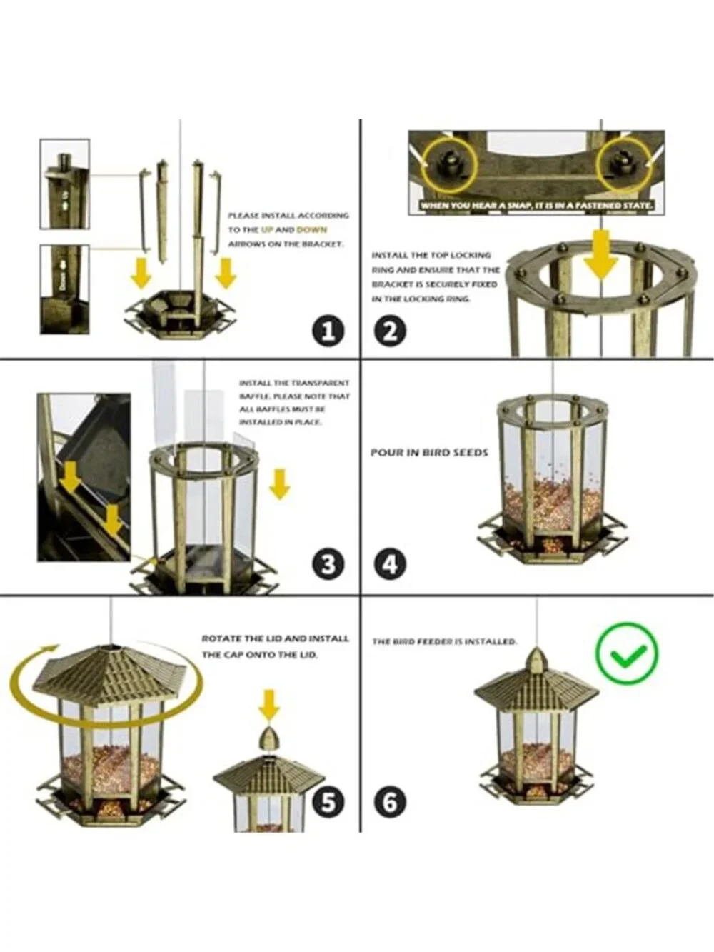 New 2 Pack Bird Feeders for Outdoor, Retro Pagoda Design Fun Installation